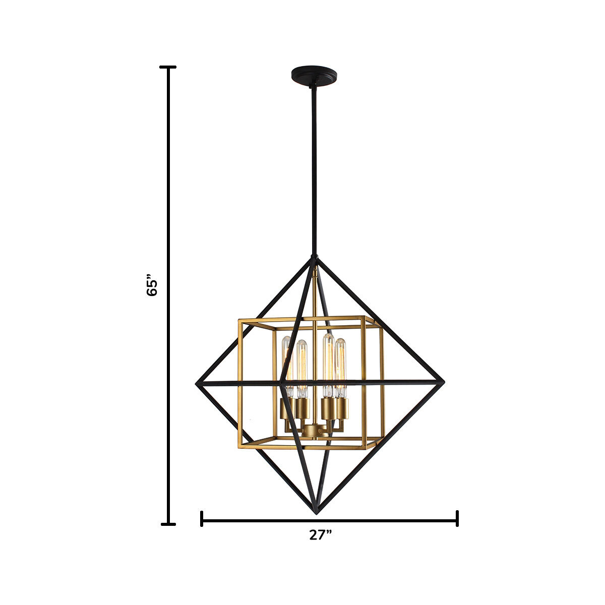 Pryor 4 Light 26.97 inch Black and Gold Pendant Ceiling Light
